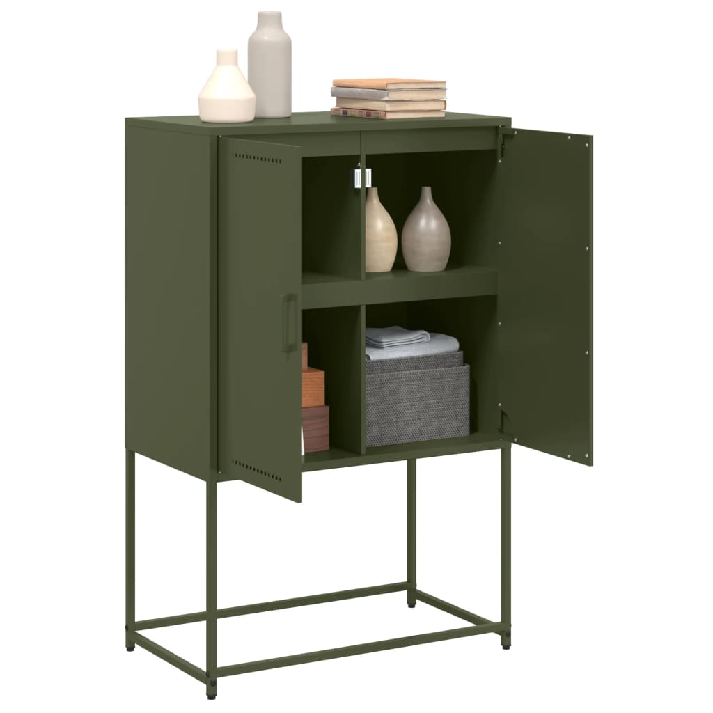 Highboard Olivgrün 68,5x38,5x107 cm Stahl