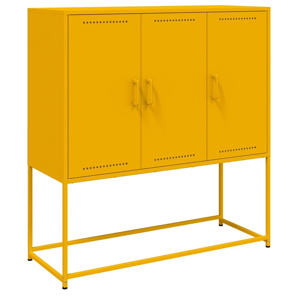 Highboard Senfgelb 100,5x39x107 cm Stahl