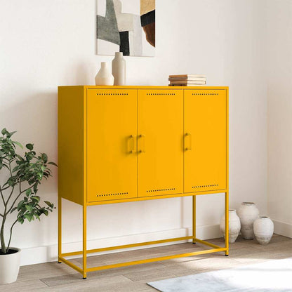 Highboard Senfgelb 100,5x39x107 cm Stahl