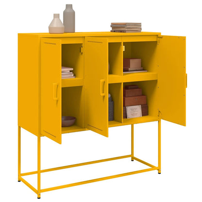 Highboard Senfgelb 100,5x39x107 cm Stahl