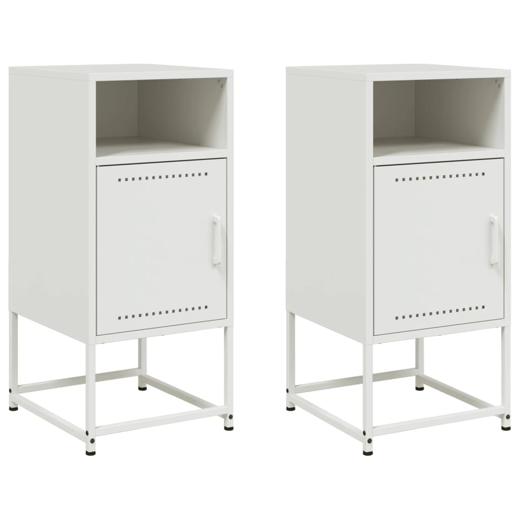 Sengeborde 2 stk Hvid 36x39x78 cm Stål