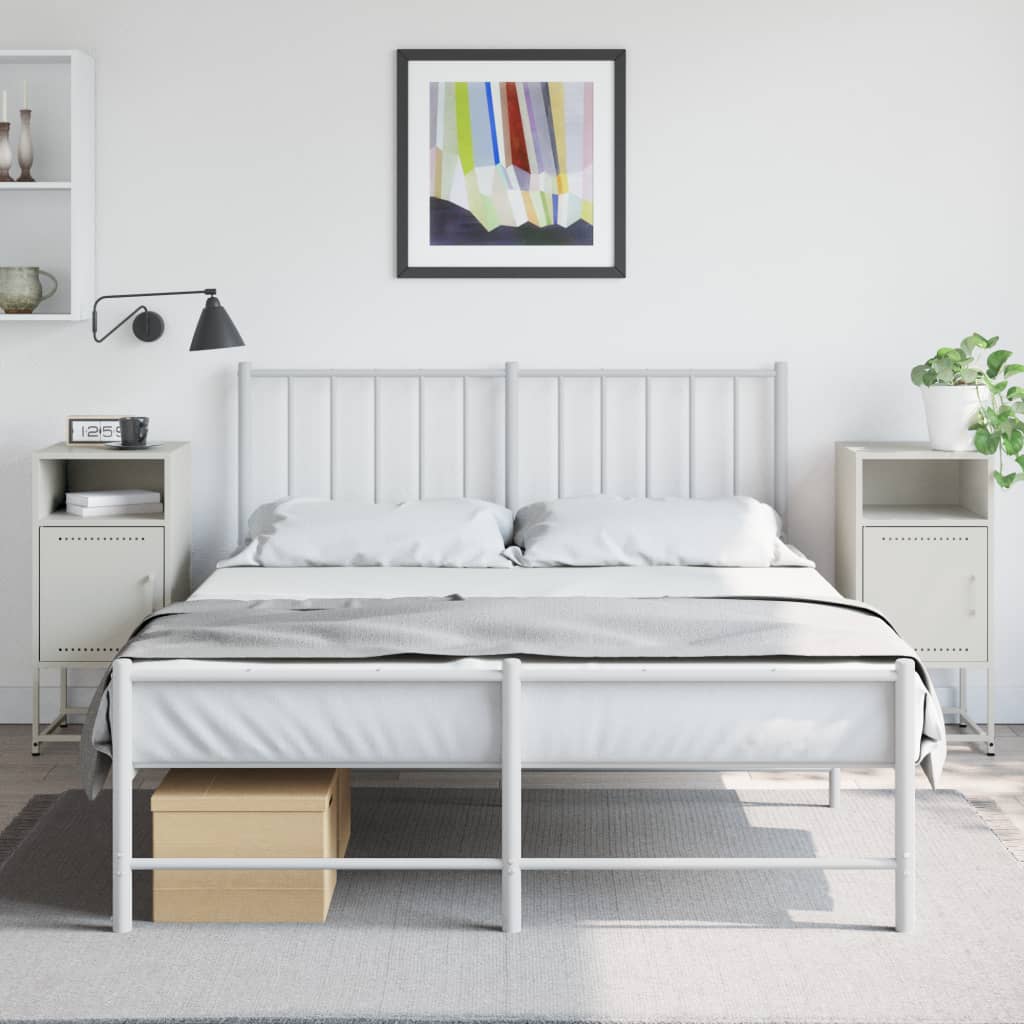 Sengeborde 2 stk Hvid 36x39x78 cm Stål