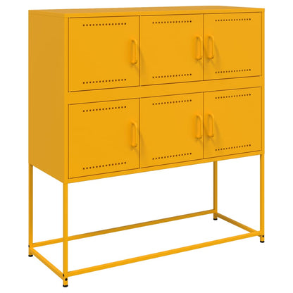 Skænk sennepsgul 100,5x39x107 cm stål