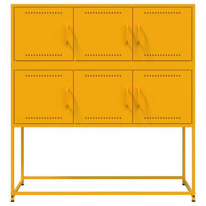 Skænk sennepsgul 100,5x39x107 cm stål