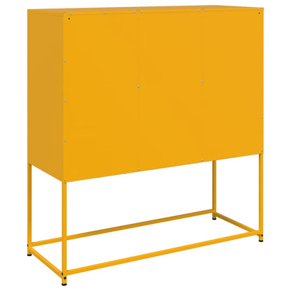 Skænk sennepsgul 100,5x39x107 cm stål