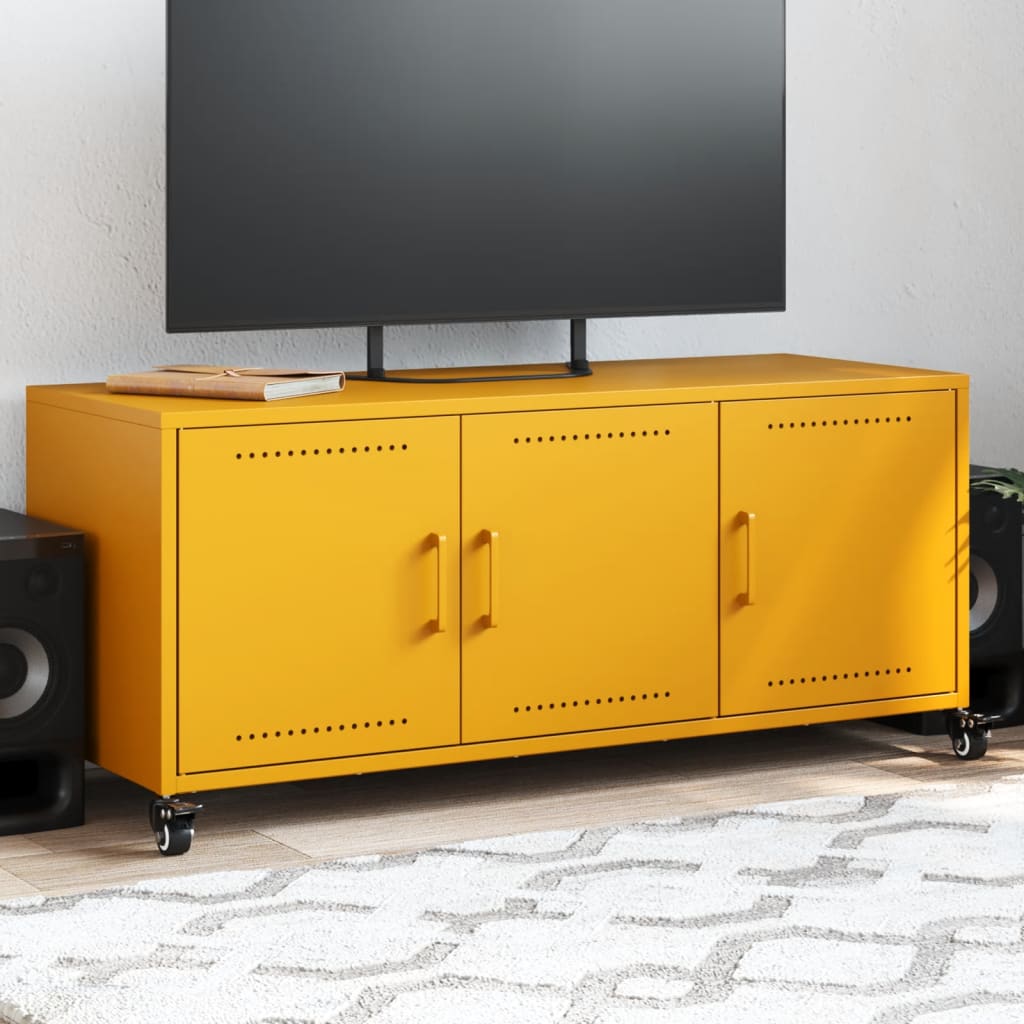 TV-skab Sennep Gul 100,5x39x43,5 cm Stål