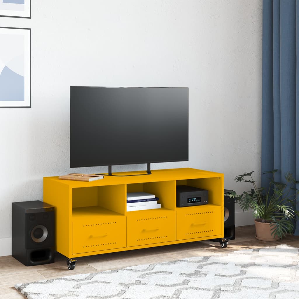 TV-skab Sennep Gul 100,5x39x43,5 cm Stål