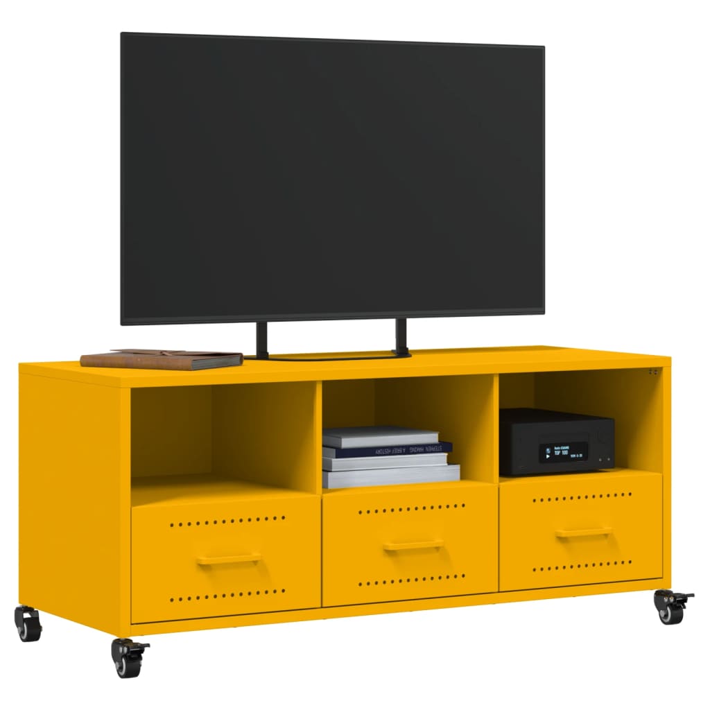 TV-skab Sennep Gul 100,5x39x43,5 cm Stål