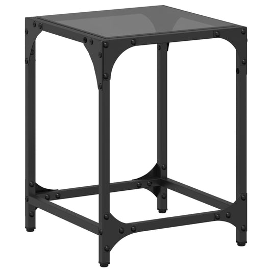 Couchtisch mit Glasplatte Schwarz 30x30x40 cm Stahl