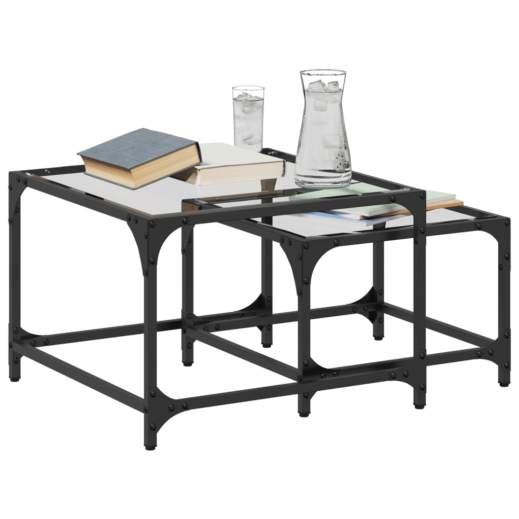 Redeborde 2 stk med glasplade Transparent Stål