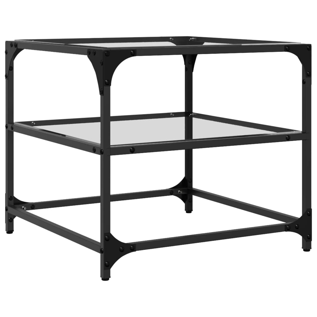 Sofaborde med glasplader 2 stk Transparent 50x50x45cm stål