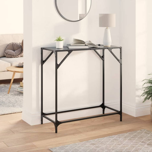 Konsolentisch mit Glasplatte Schwarz 80x35x81 cm Stahl