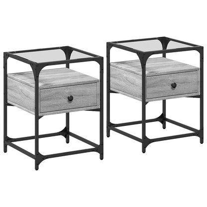 Nachttische 2 Stk. Grau Sonoma 40x40x55 cm Holzwerkstoff