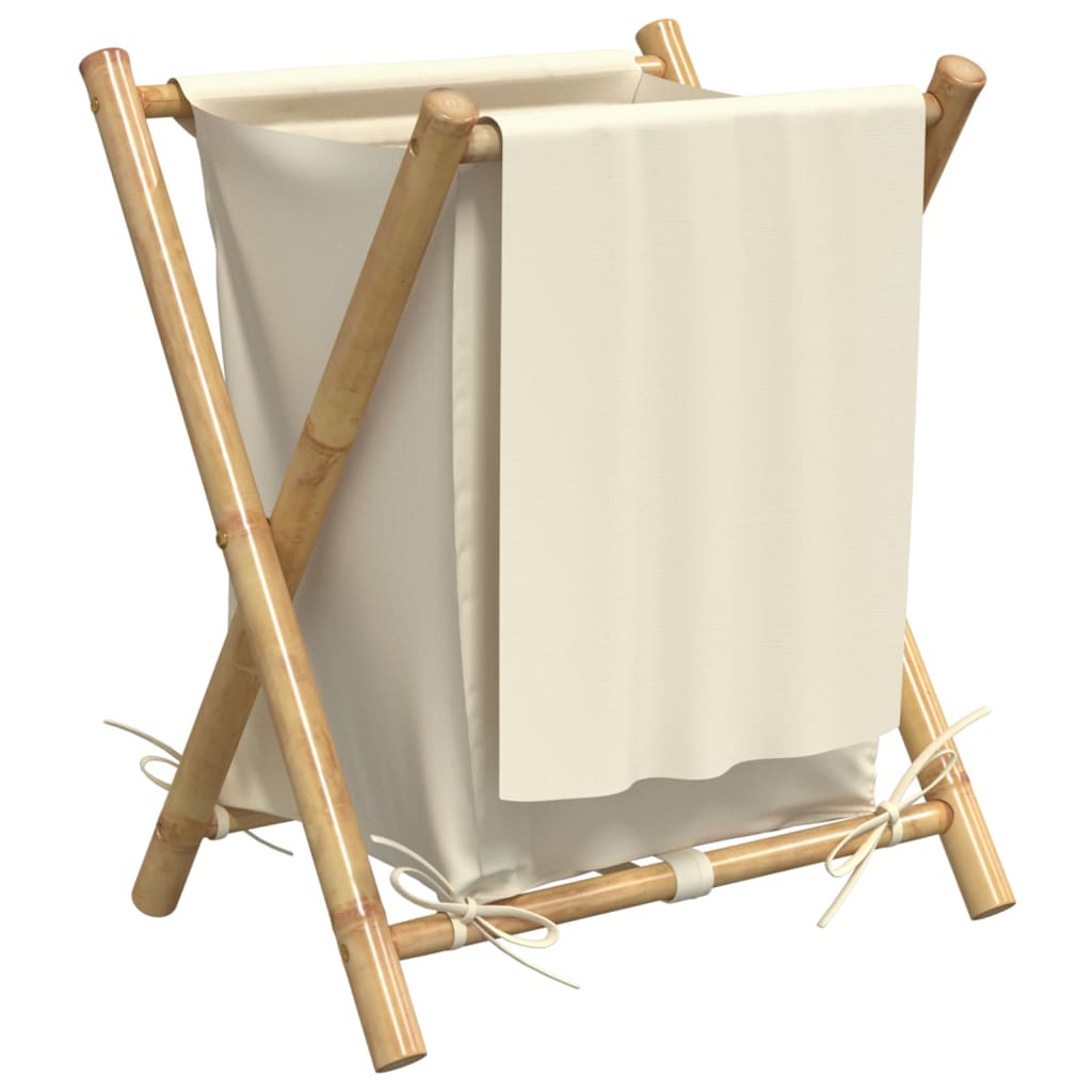 Vasketøjskurv Cremehvid 45x55x63,5 cm Bambus