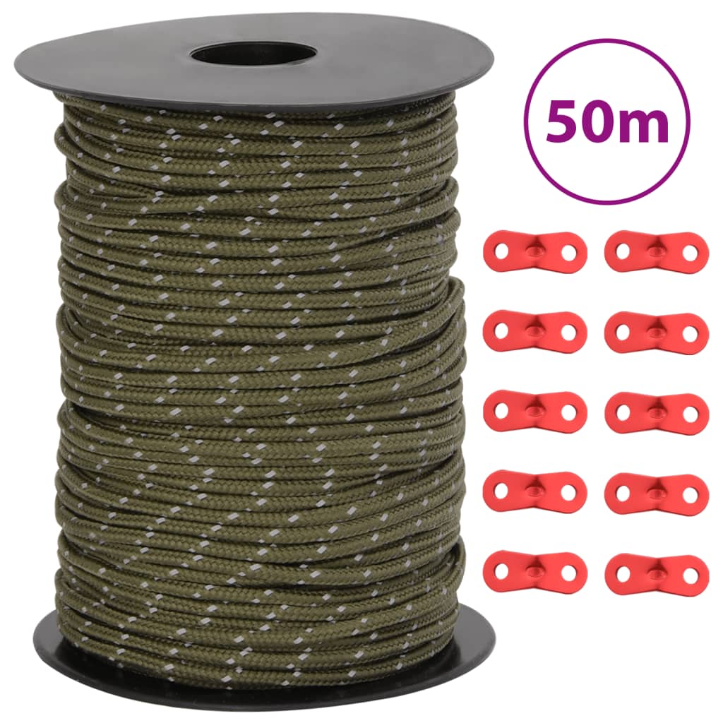 Teltreb Reflekterende med rebstrammere 50 m 3 mm