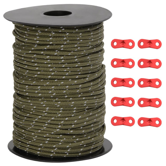 Teltreb Reflekterende med rebstrammere 50 m 3 mm