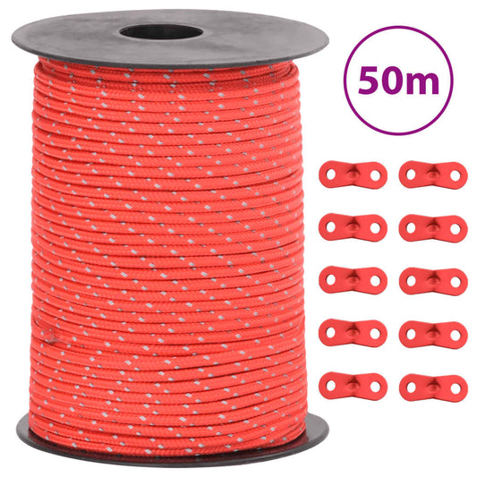 Teltreb Reflekterende med rebstrammere 50 m 3 mm