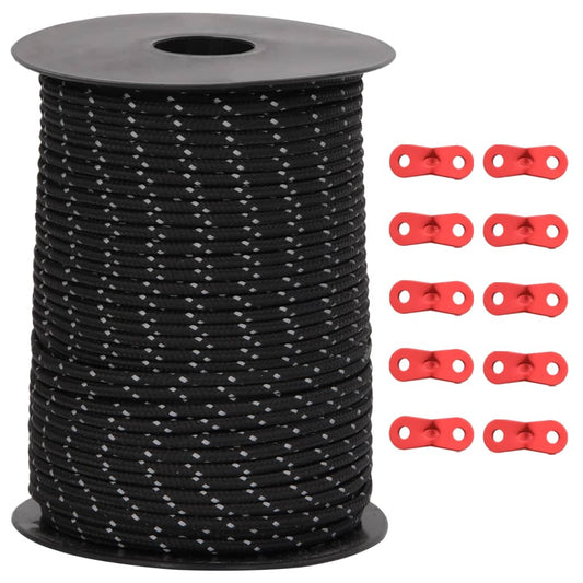 Teltreb Reflekterende med rebstrammere 50 m 3 mm