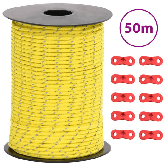 Teltreb Reflekterende med rebstrammere 50 m 3 mm