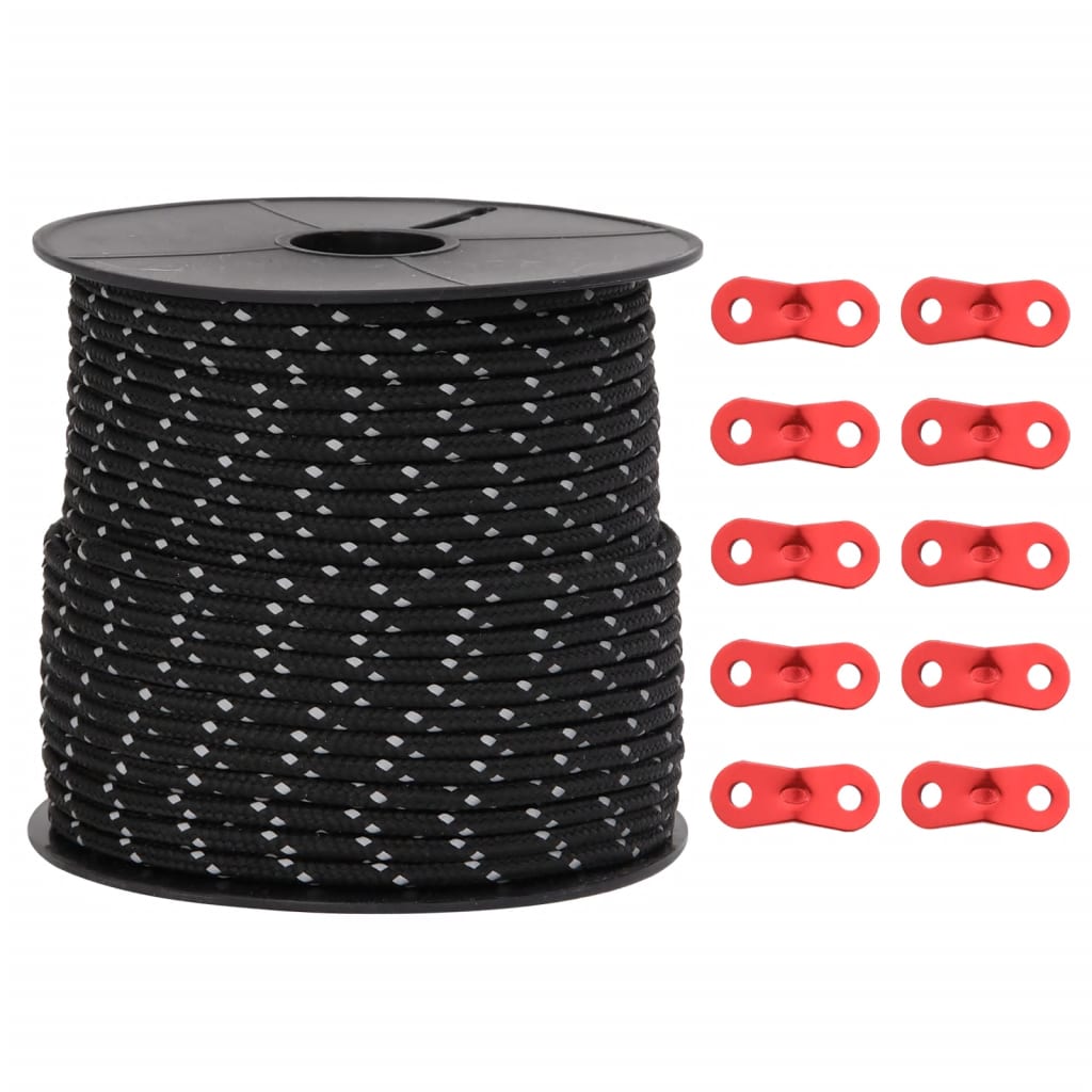 Teltreb reflekterende med rebstrammere 50 m 4 mm