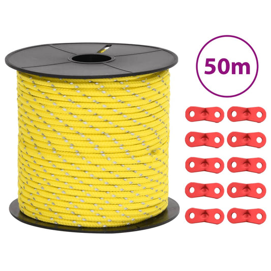 Teltreb reflekterende med rebstrammere 50 m 4 mm