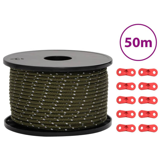 Teltreb Reflekterende med rebstrammere 50 m 5 mm