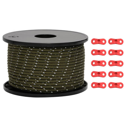 Teltreb Reflekterende med rebstrammere 50 m 5 mm