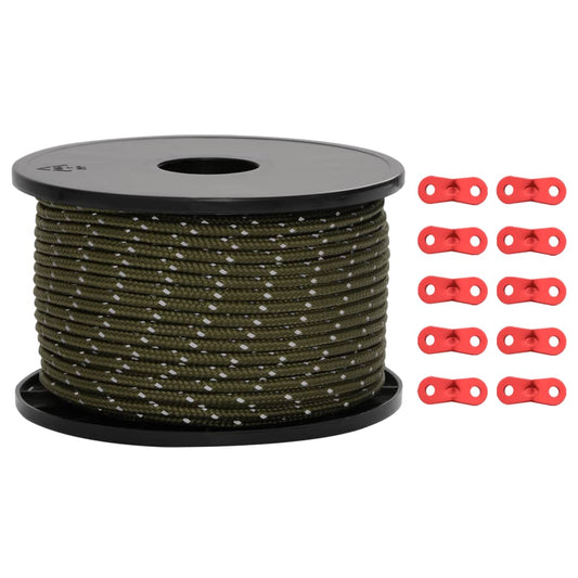 Teltreb Reflekterende med rebstrammere 50 m 5 mm