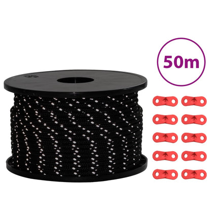 Teltreb Reflekterende med rebstrammere 50 m 5 mm