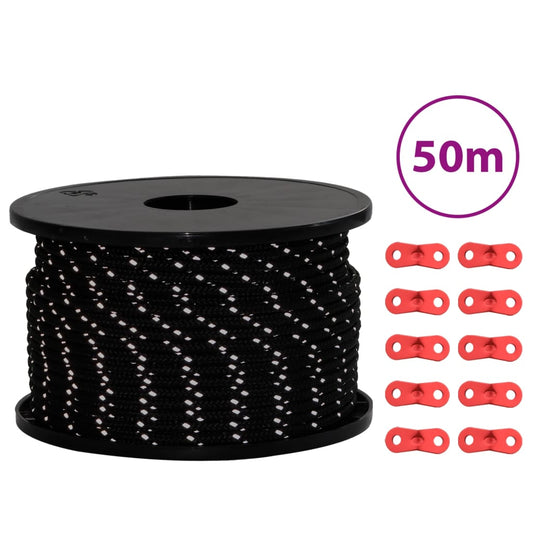Teltreb Reflekterende med rebstrammere 50 m 5 mm