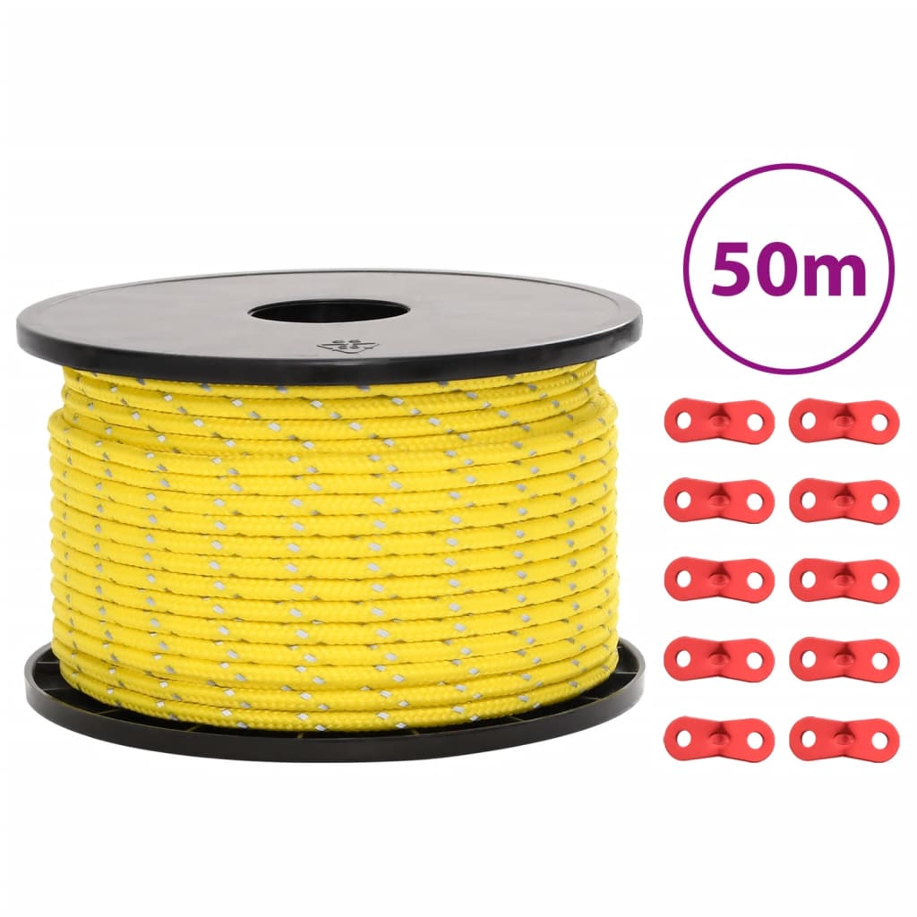 Teltreb Reflekterende med rebstrammere 50 m 5 mm