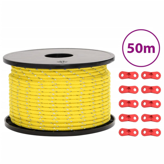 Teltreb Reflekterende med rebstrammere 50 m 5 mm