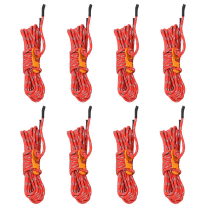 Teltreb med rebstrammere 8 stk. Reflekterende 4 m 4 mm