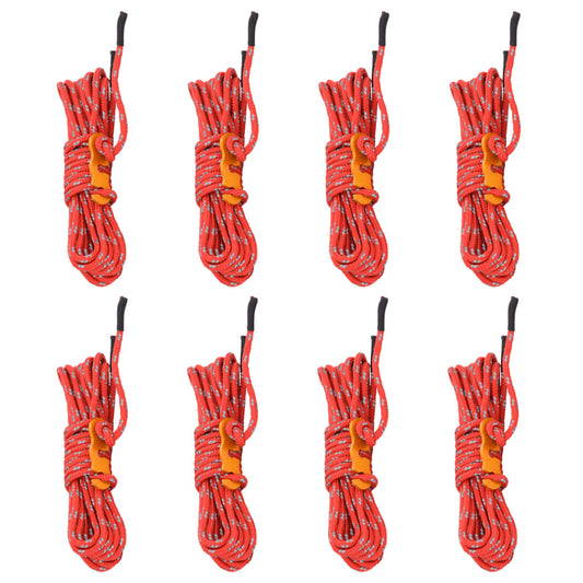Teltreb med rebstrammere 8 stk. Reflekterende 4 m 4 mm
