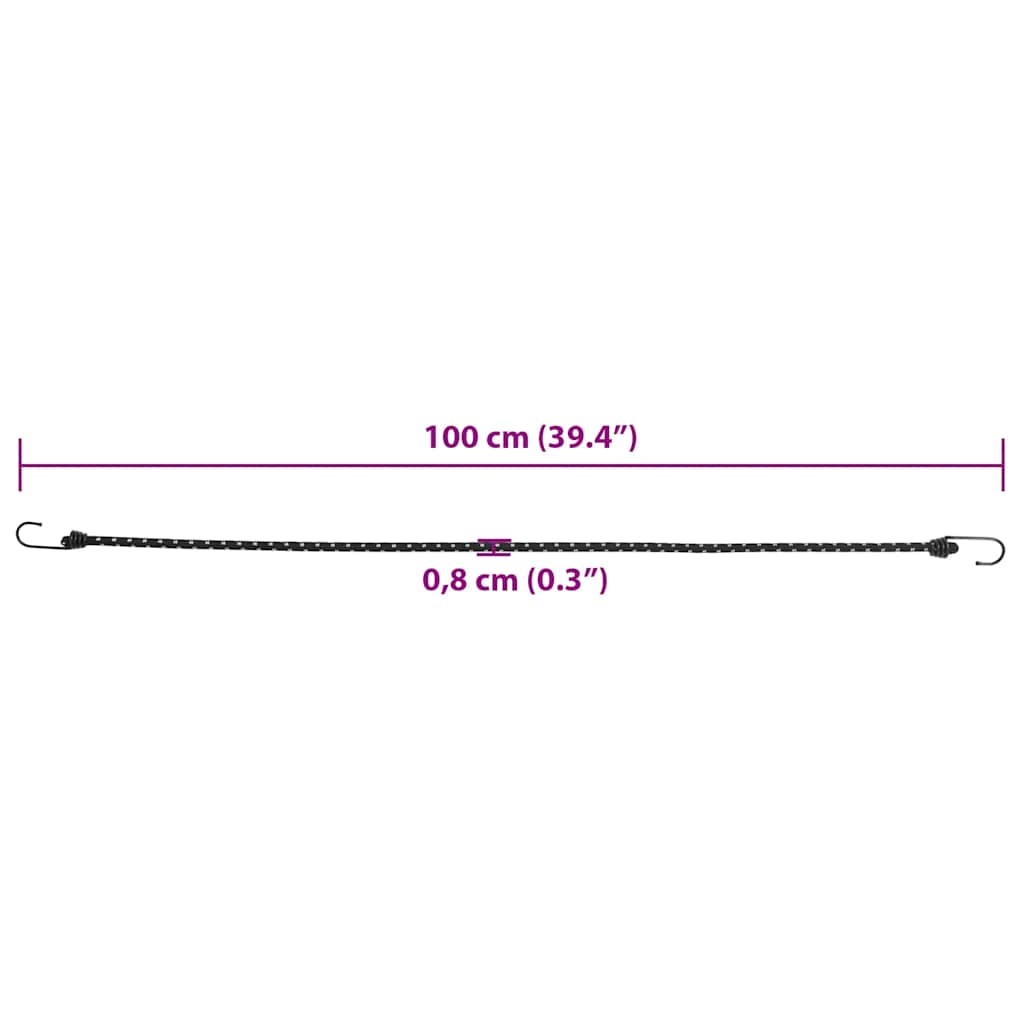 Gummiseile Reflektierend mit Haken 25 Stk. 100 cm