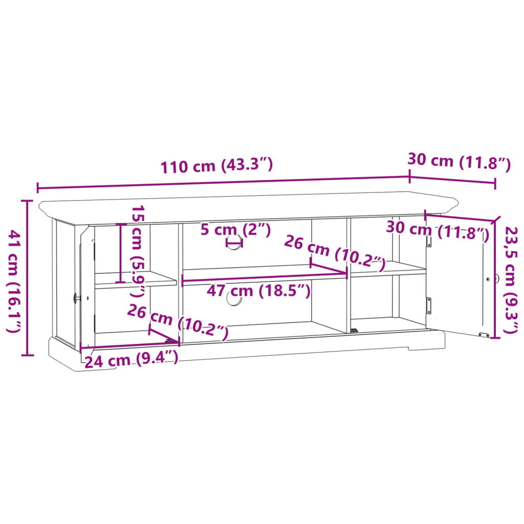 TV-skab Hvid 110x30x41 cm Træ Materiale