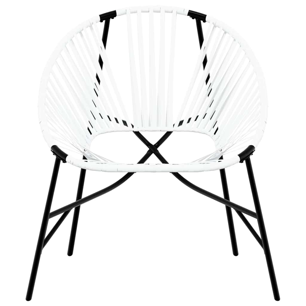 Gartenstuhl in Ei-Form Schwarz und Weiß Poly Rattan