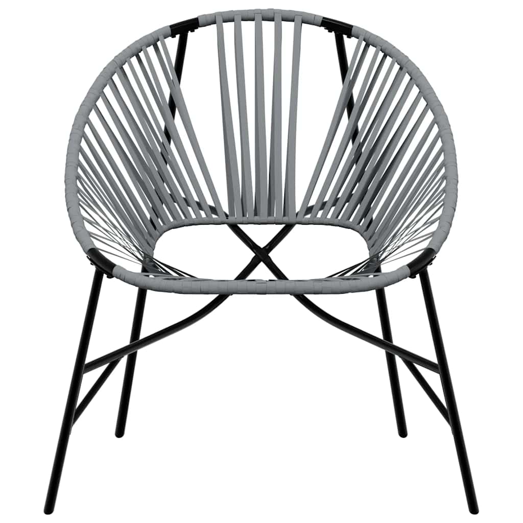 Gartenstuhl in Ei-Form Schwarz und Hellgrau Poly Rattan