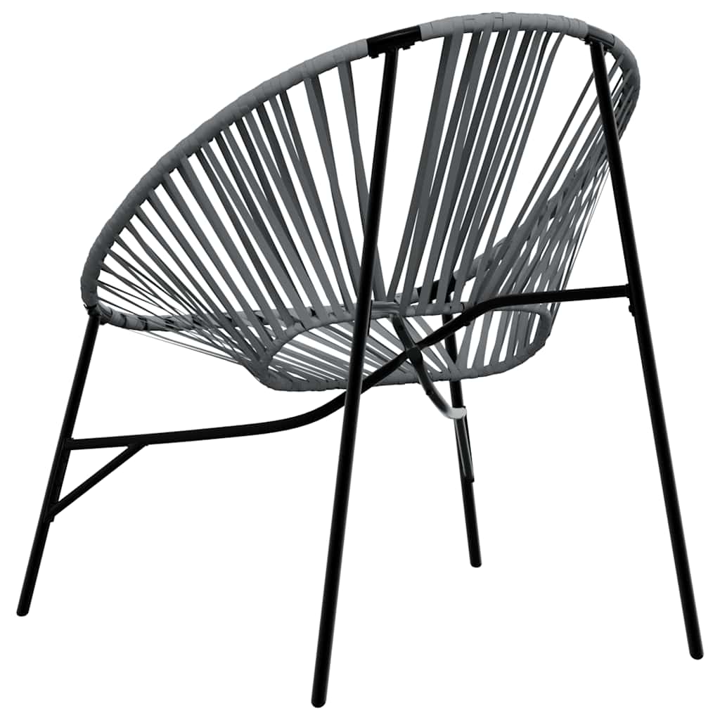 Gartenstuhl in Ei-Form Schwarz und Hellgrau Poly Rattan