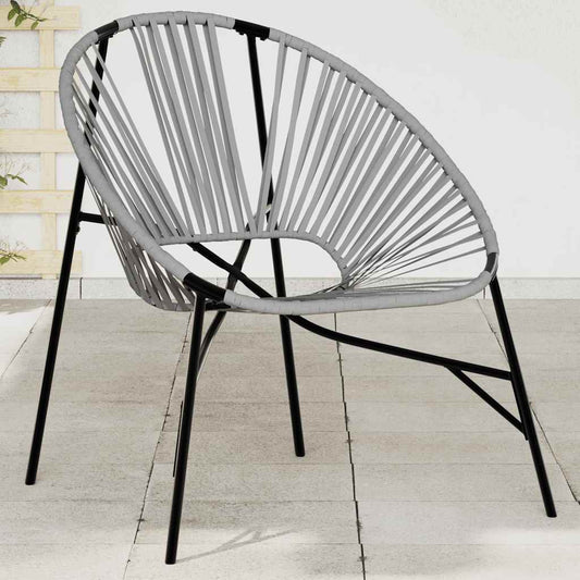 Gartenstuhl in Ei-Form Schwarz und Hellgrau Poly Rattan