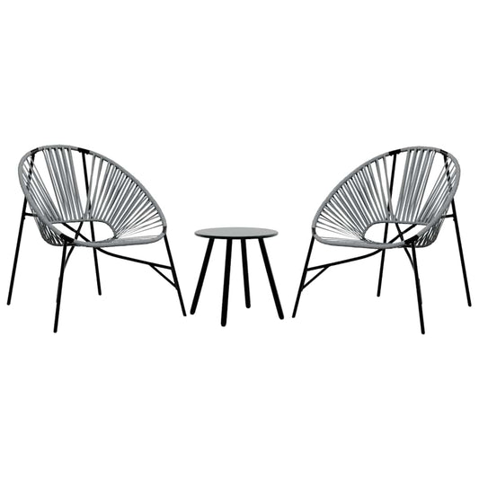 Gartenstuhl-Set 3-tlg. Schwarz und Hellgrau Poly Rattan