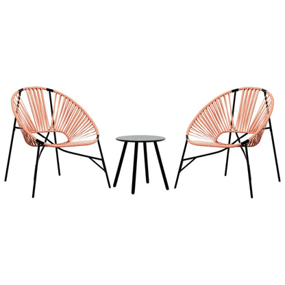 Gartenstuhl-Set 3-tlg. Schwarz und Orange Poly Rattan