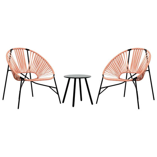 Gartenstuhl-Set 3-tlg. Schwarz und Orange Poly Rattan