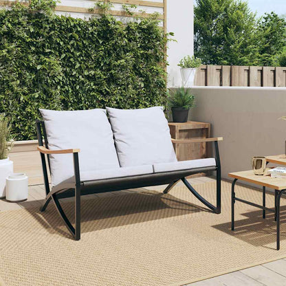 Gartenbank mit Kissen 120 cm Schwarz Stahl