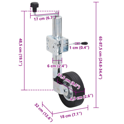 Stützrad 60 mm mit 2 Stützrohren und 3 Klemmen