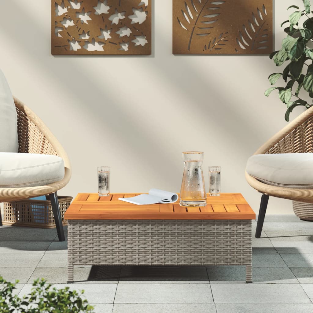 Havebord Grå 70x70x25 cm Rattan og akacietræ