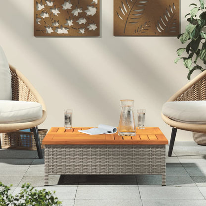 Havebord Grå 70x70x25 cm Rattan og akacietræ