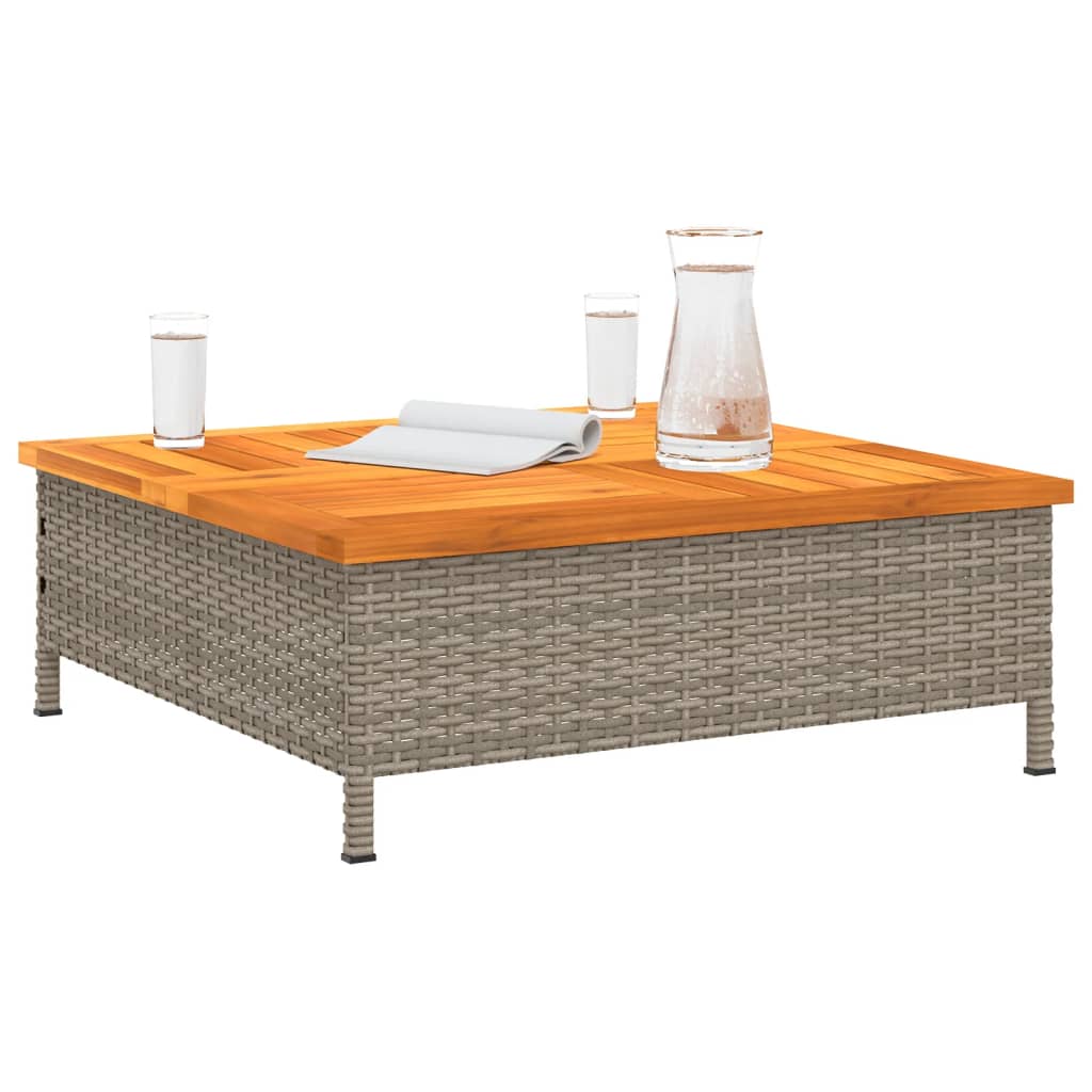 Havebord Grå 70x70x25 cm Rattan og akacietræ