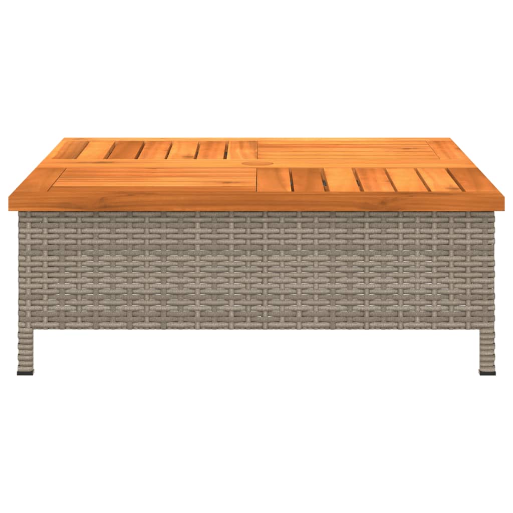 Havebord Grå 70x70x25 cm Rattan og akacietræ