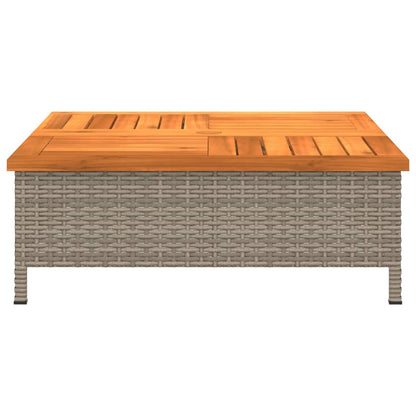 Havebord Grå 70x70x25 cm Rattan og akacietræ